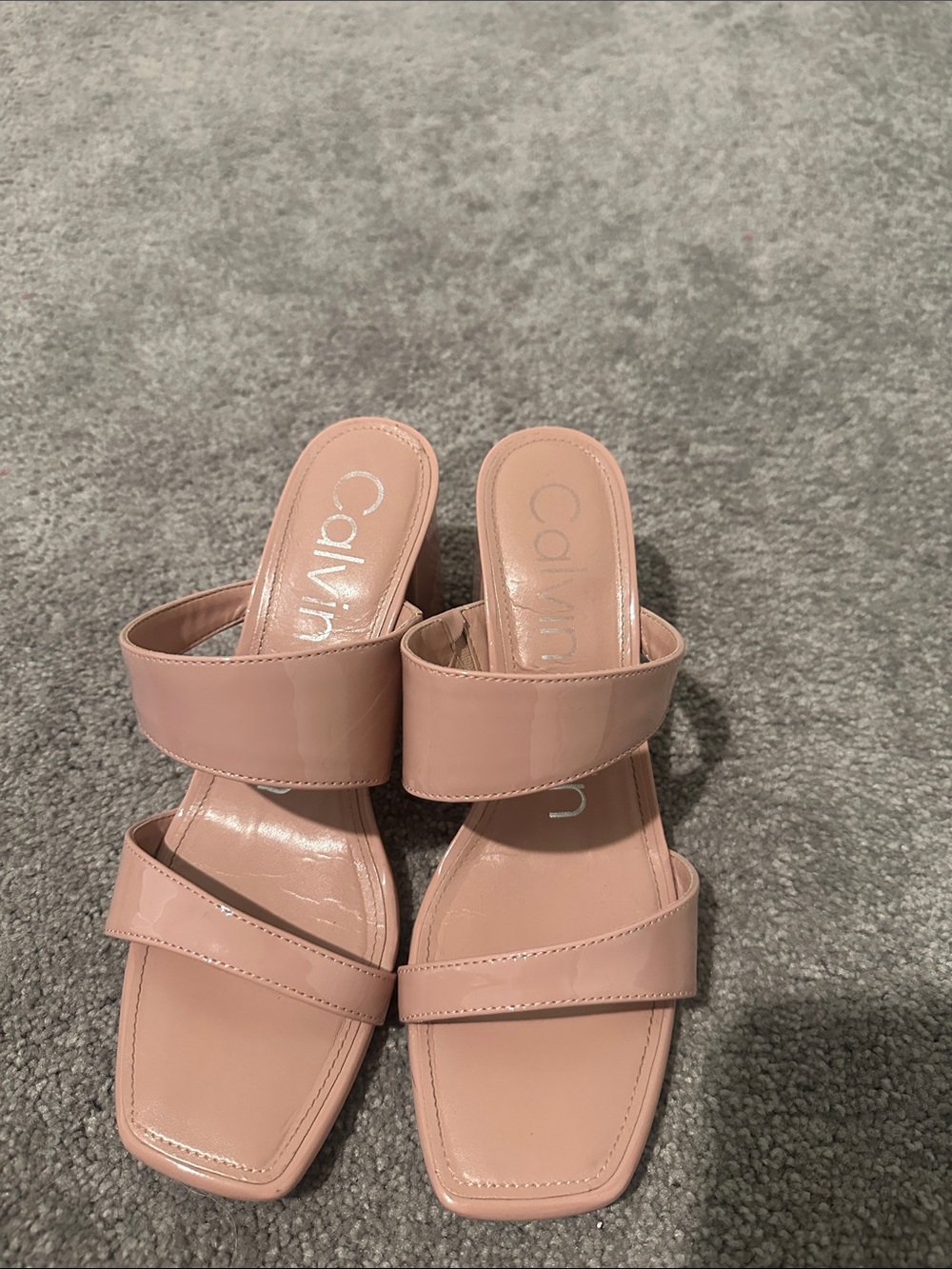 Calvin Klein Nude Blush Double-Strap Mules